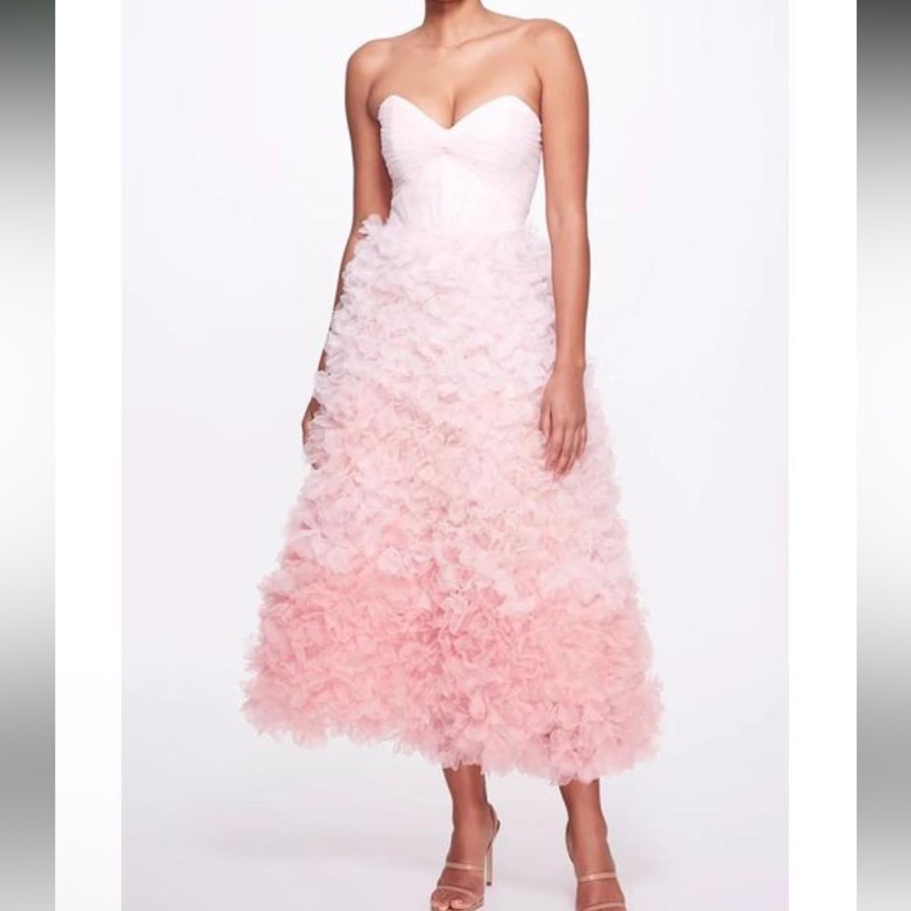 Marchesa Pink Ombre Strapless Dress